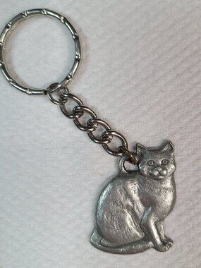 Cat Keychain Rawcliffe Pewter 1984 Vintage I Love My Tabby